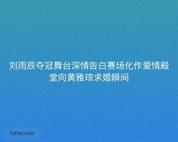 刘雨辰夺冠舞台深情告白赛场化作爱情殿堂向黄雅琼求婚瞬间
