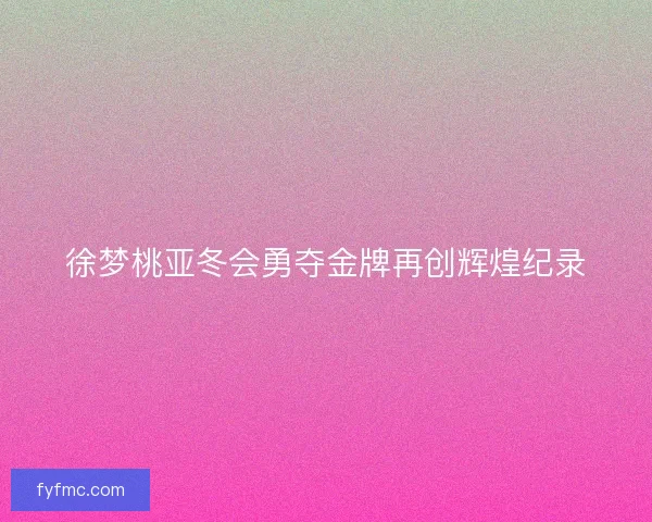 徐梦桃亚冬会勇夺金牌再创辉煌纪录 徐梦桃亚冬会勇夺金牌再创辉煌纪录