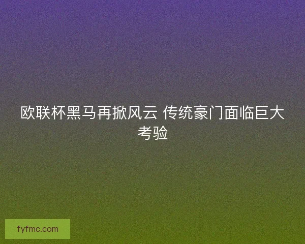 欧联杯黑马再掀风云 传统豪门面临巨大考验 欧联杯黑马再掀风云 传统豪门面临巨大考验
