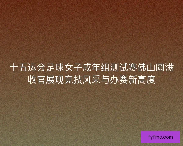 十五运会足球女子成年组测试赛佛山圆满收官展现竞技风采与办赛新高度